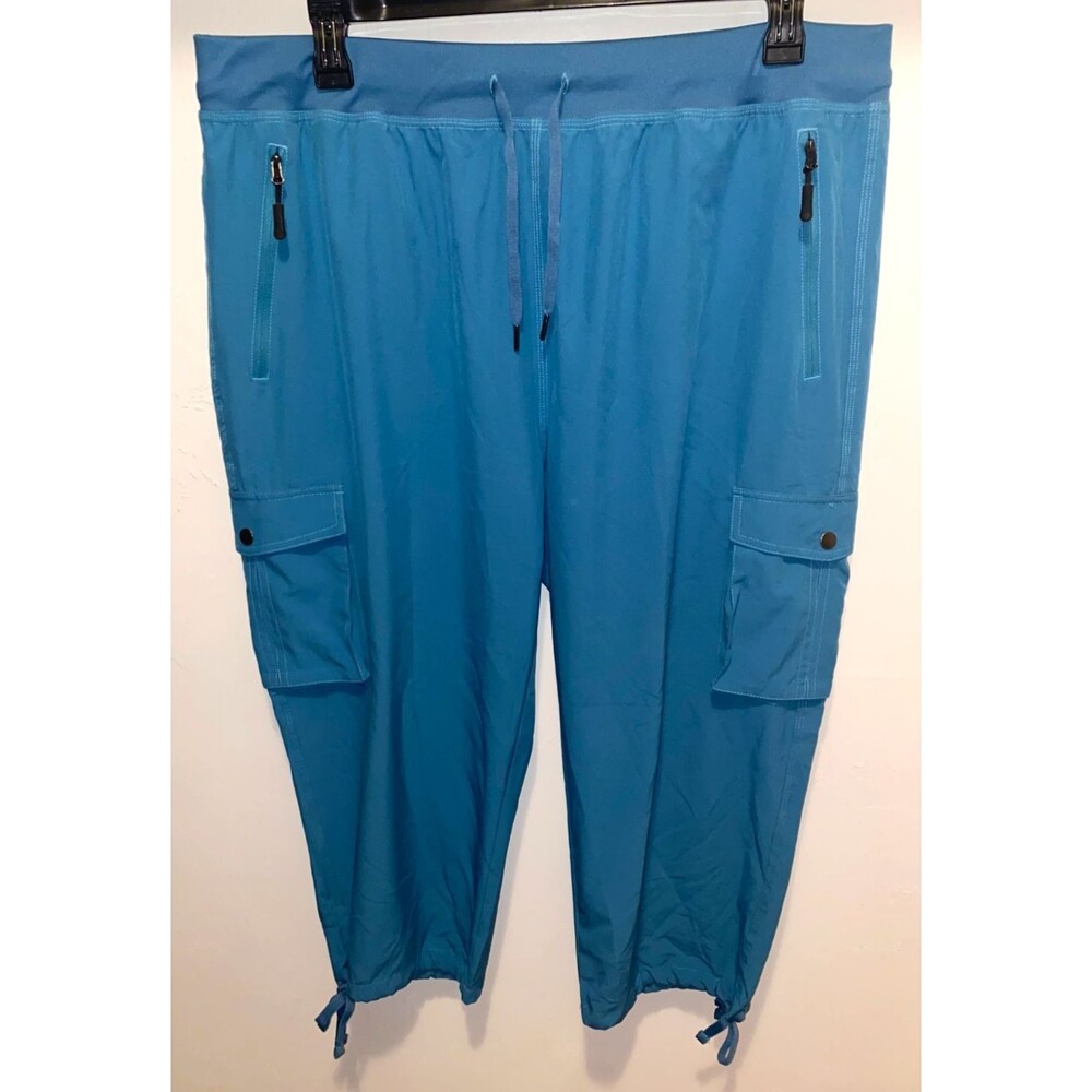 Soothfeel Women's Cargo Capris Drawstring Waist Zip Pockets Outdoor Pants XXL